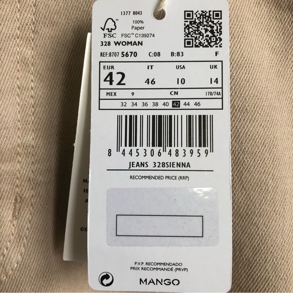 BNWT Mango Sienna Flare Cropped High Waisted Jeans in Light Beige Women's 10 - Picture 7 of 16